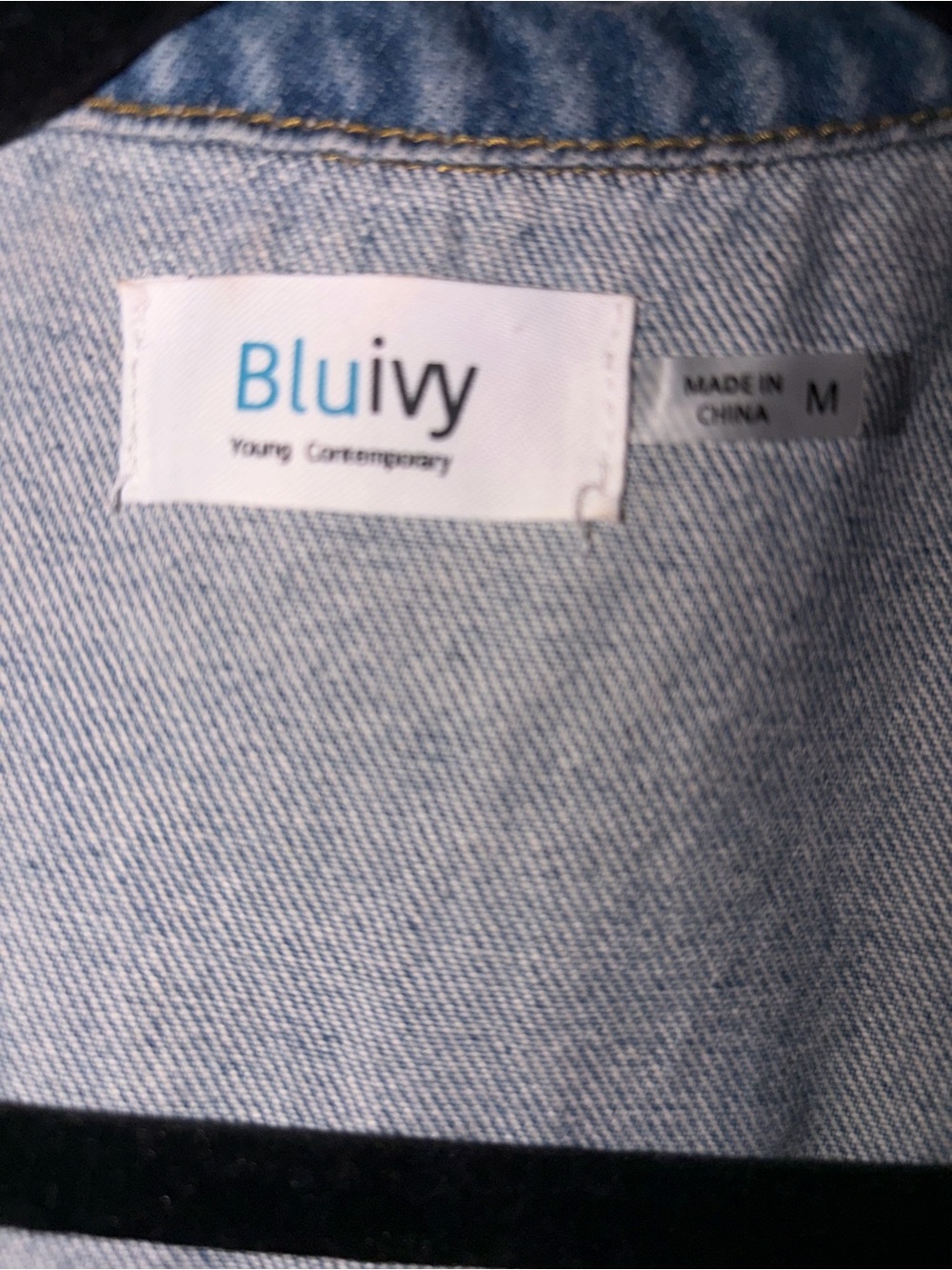 Bluivy Denim Button-Front Wide-Leg Jumpsuit in Blue - Picture 2 of 4